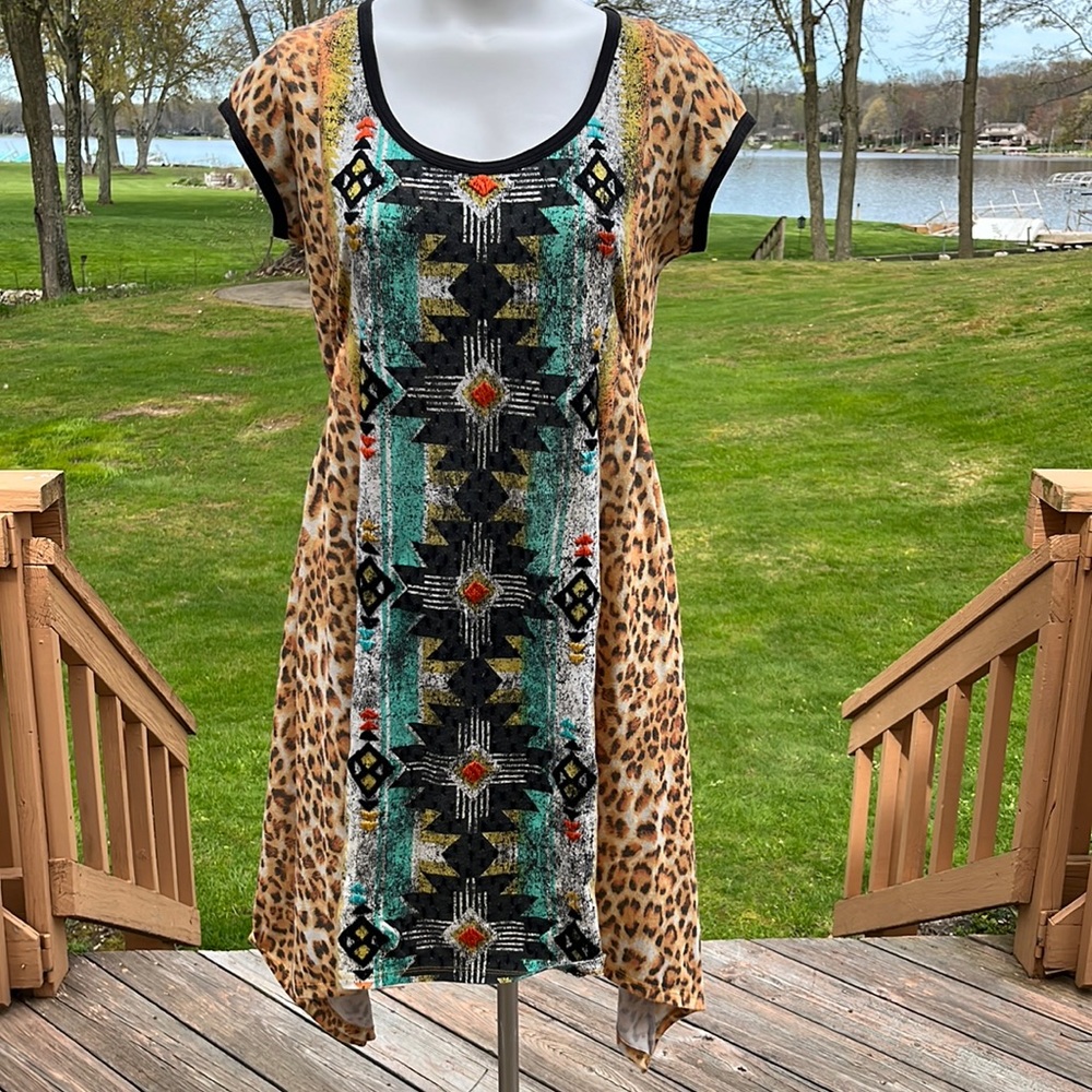 Double D Ranch Southwest & animal print dress S-M